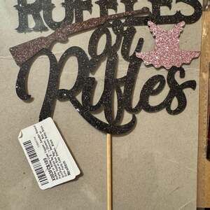 Ruffles or Rifles Glitter Cake Topper Gender Reveal Baby Shower Party Supplies